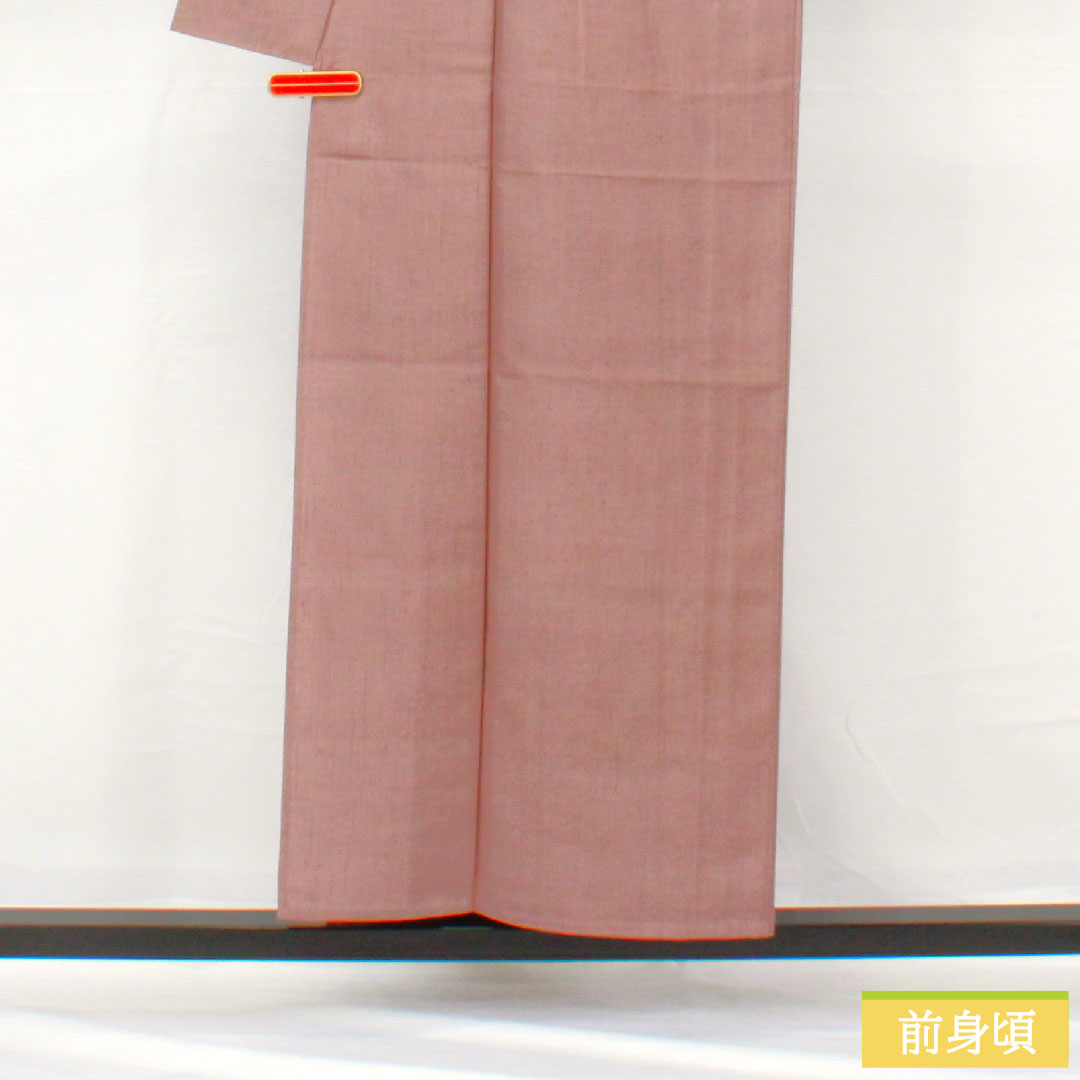 色無地 正絹 身丈154cm 裄丈63cm 葡萄色（えびいろ） 紬地 単衣 Sランク 紫系 1114001622220