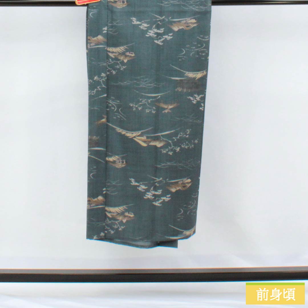 Men's wool nagajuban (long under-kimono), A-rank, length 142cm, sleeve length 66cm, nandonegumi (gray), Chayatsuji, single layer, gray, 1140000683422