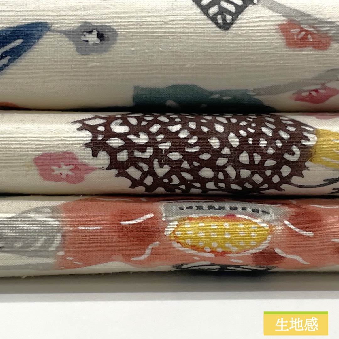 名古屋帯 正絹 Bランク 京紅型 紬地 花模様 帯丈327cm 全通 カジュアル 白系 1124009314311 名古屋仕立て