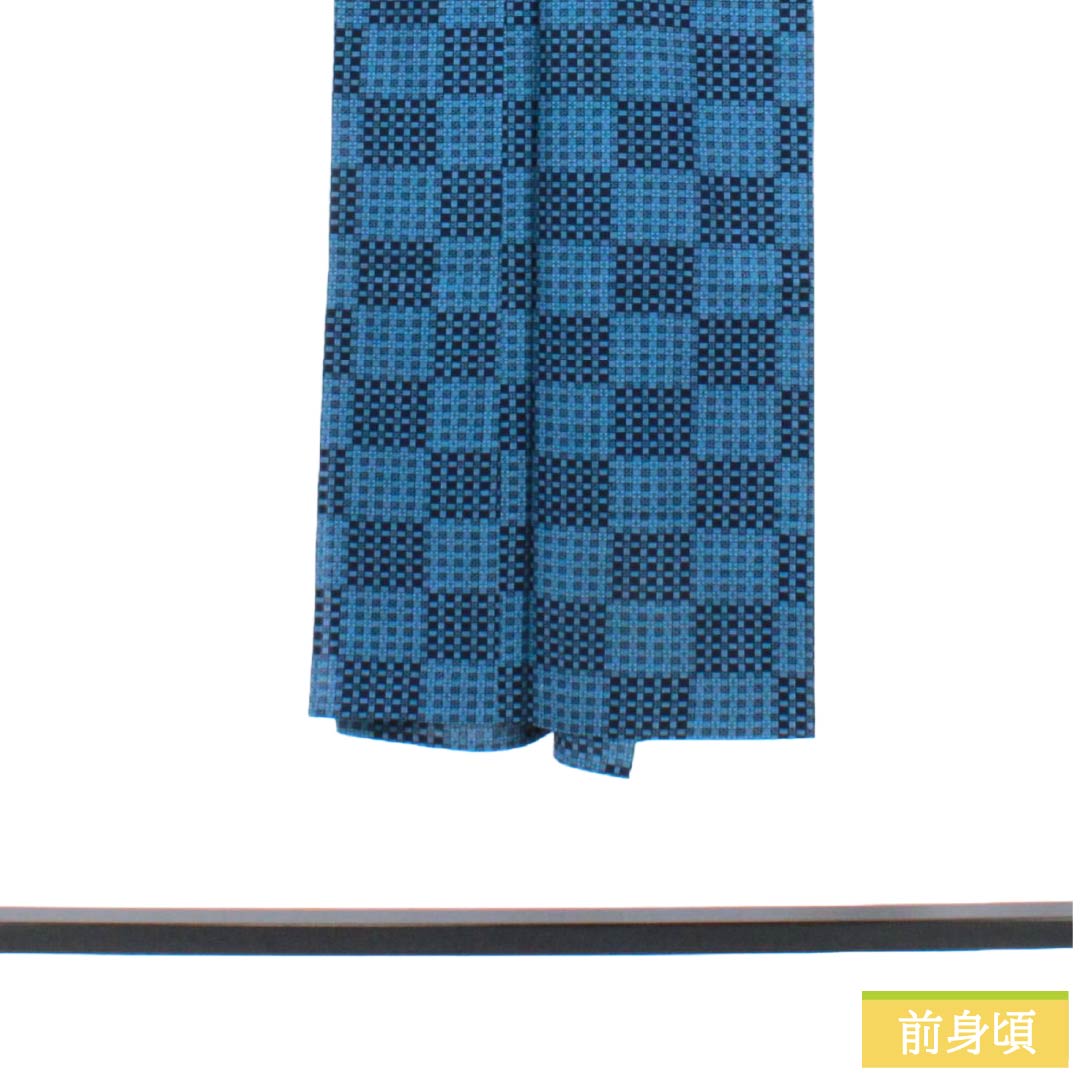 メンズ浴衣 木綿 Sランク 身丈137cm 裄丈68.5cm 浅青色（せんせいいろ） 格子 単衣 青系 1138000892317