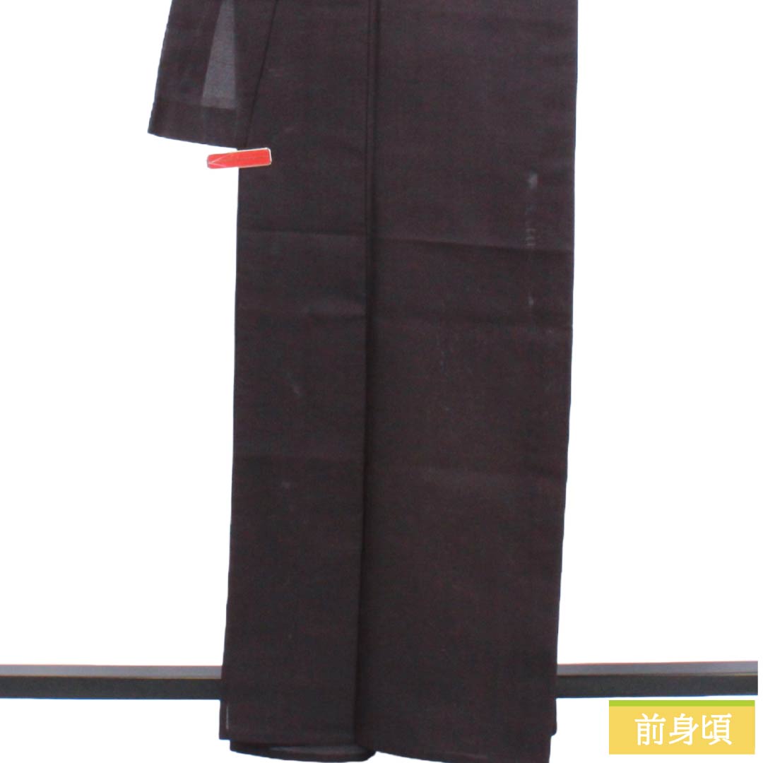 夏物 ウール 色無地 Sランク 身丈163cm 裄丈63.5cm サマーウール 褐色（かちいろ） 露芝 紗 紫系 1132004552420