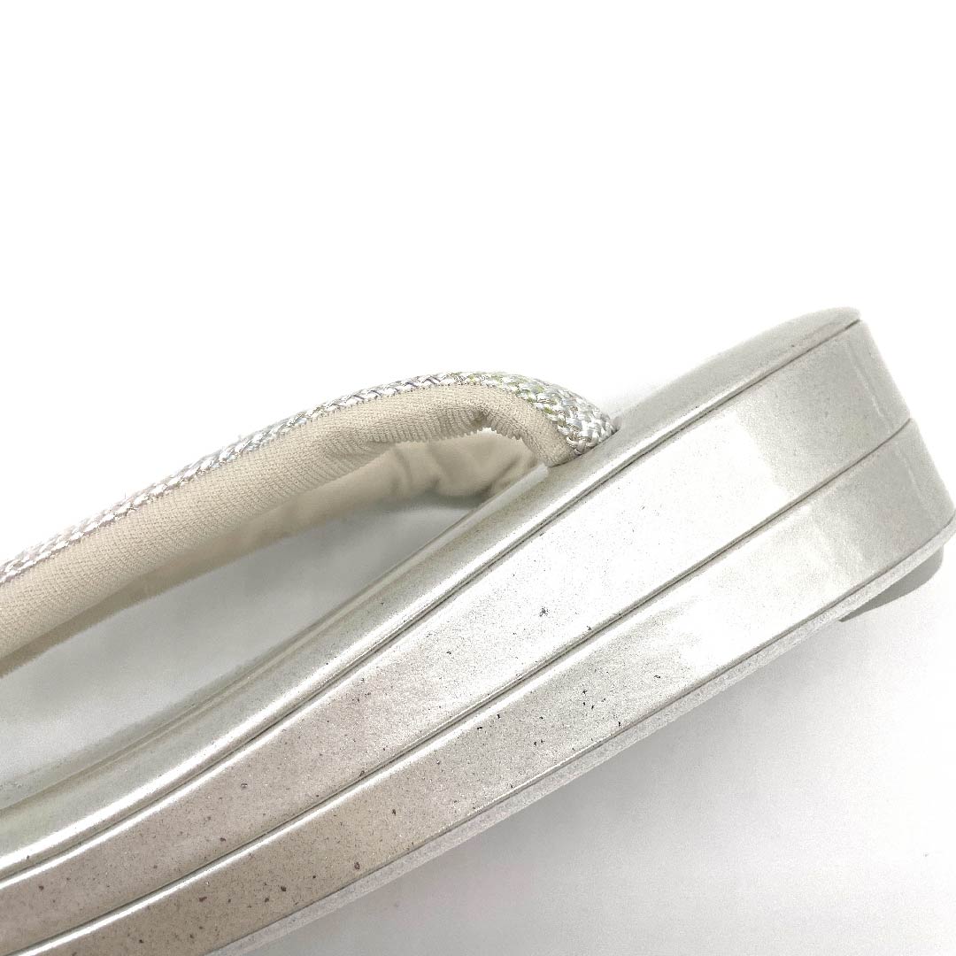 (New old stock) Sandals, synthetic leather, braided obi, double core, formal, length 23.5cm, M size, silver, NEW rank, 1122001191222