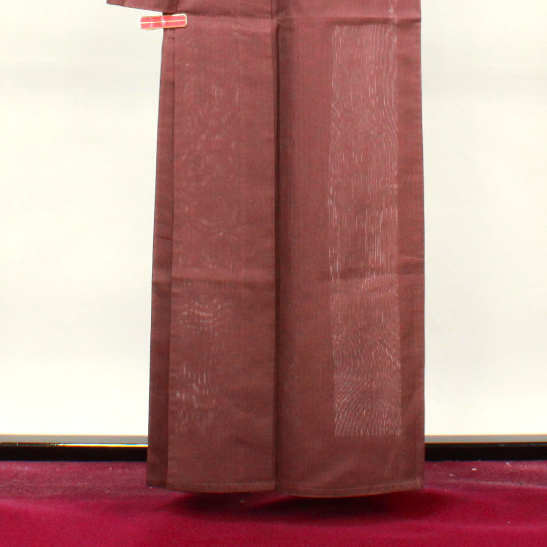 夏物 正絹 色無地 身丈160cm 裄丈60cm 紫土色（しどいろ） 竪絽（たてろ） 絽 Aランク 紫系 1132001093420