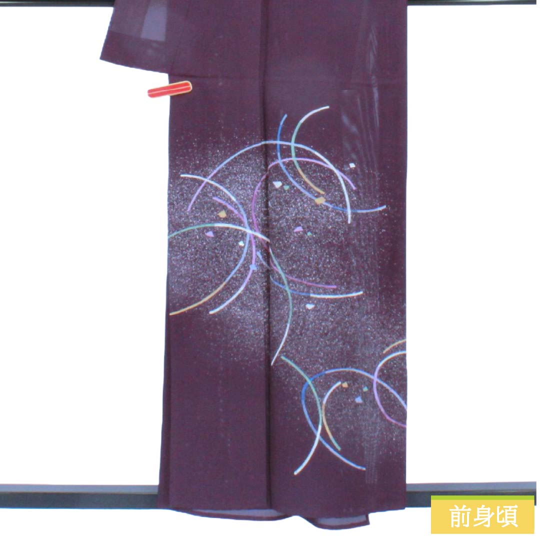 夏物 正絹 付下げ Aランク 身丈156.5cm 裄丈64cm 二人静色（ふたりしずかいろ） 抽象模様 絽 紫系 1132006513320