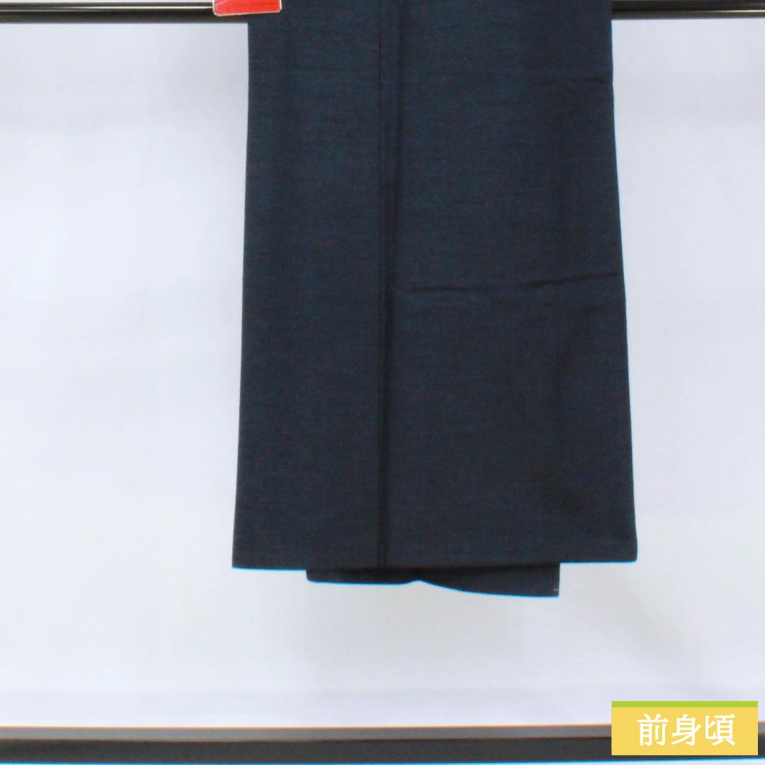 男物 正絹 Sランク 身丈133cm 裄丈63.5cm  濃紺色（のうこんいろ） 紬地 アンサンブル 袷 紺系 1119001192318