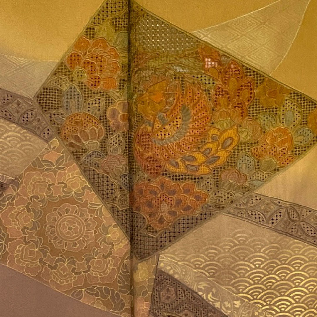 Homongi (formal kimono) Length 159cm Sleeve length 62cm Shantou embroidery Sagara embroidery Ochre Pure silk A rank Yellow 1112001463323