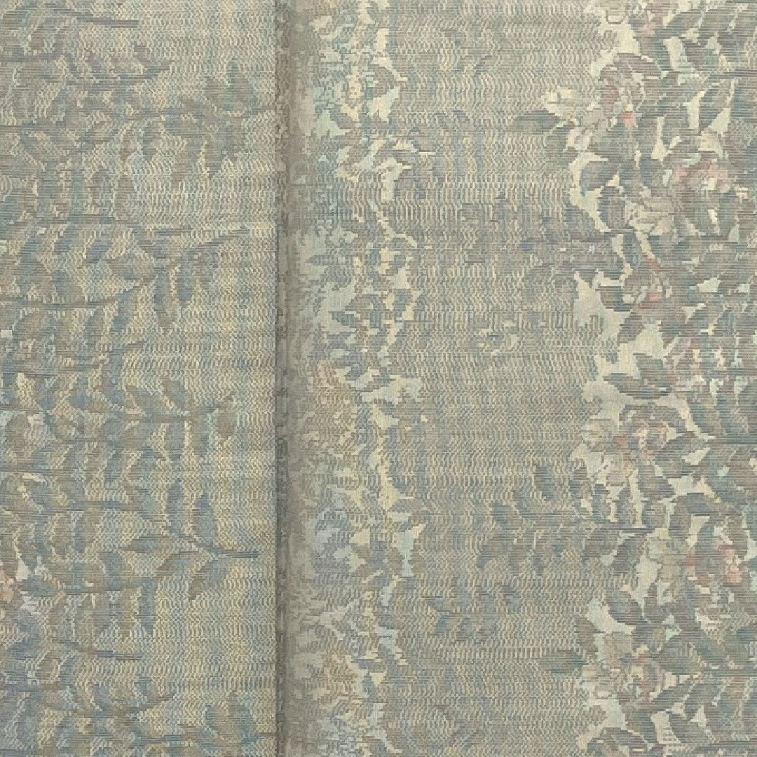 大島紬 身丈160cm 裄丈66cm 草花模様 正絹 Bランク 袷 グレー系 1116001484422