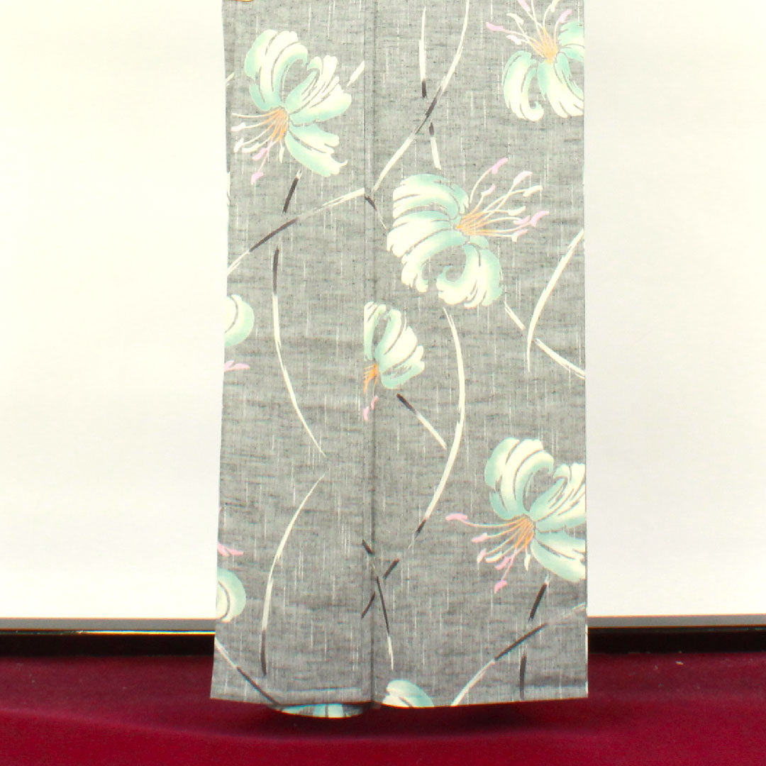 浴衣 竺仙 しつけ糸付き 未使用品 錫色 百合 木綿 Sランク 単衣 身丈160cm 裄丈65.5cm グレー系 1118003362422
