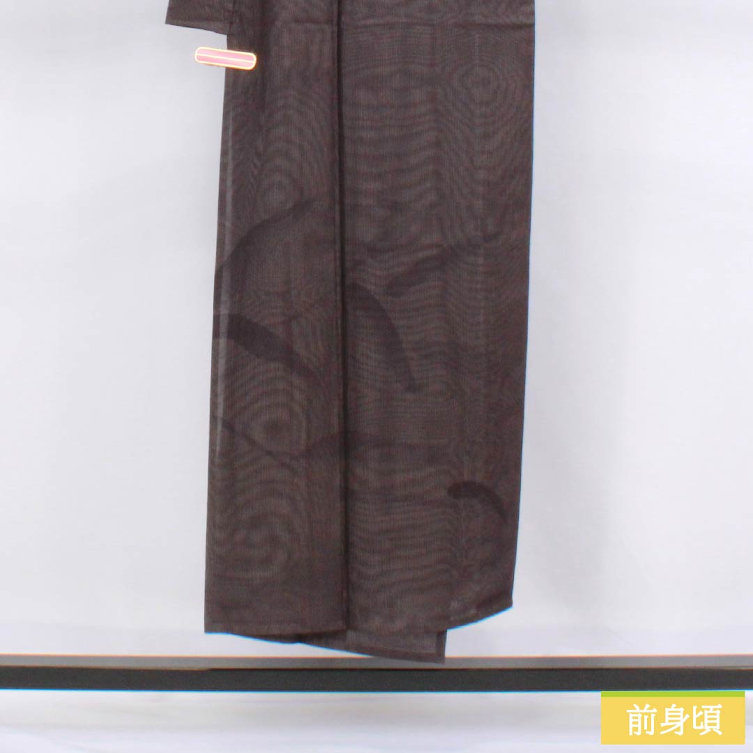 夏物 正絹 訪問着 身丈149cm 裄丈63cm 紫烏色（しうしょく） 京友禅 笹 二重紗 Sランク 紫系 1132002792120
