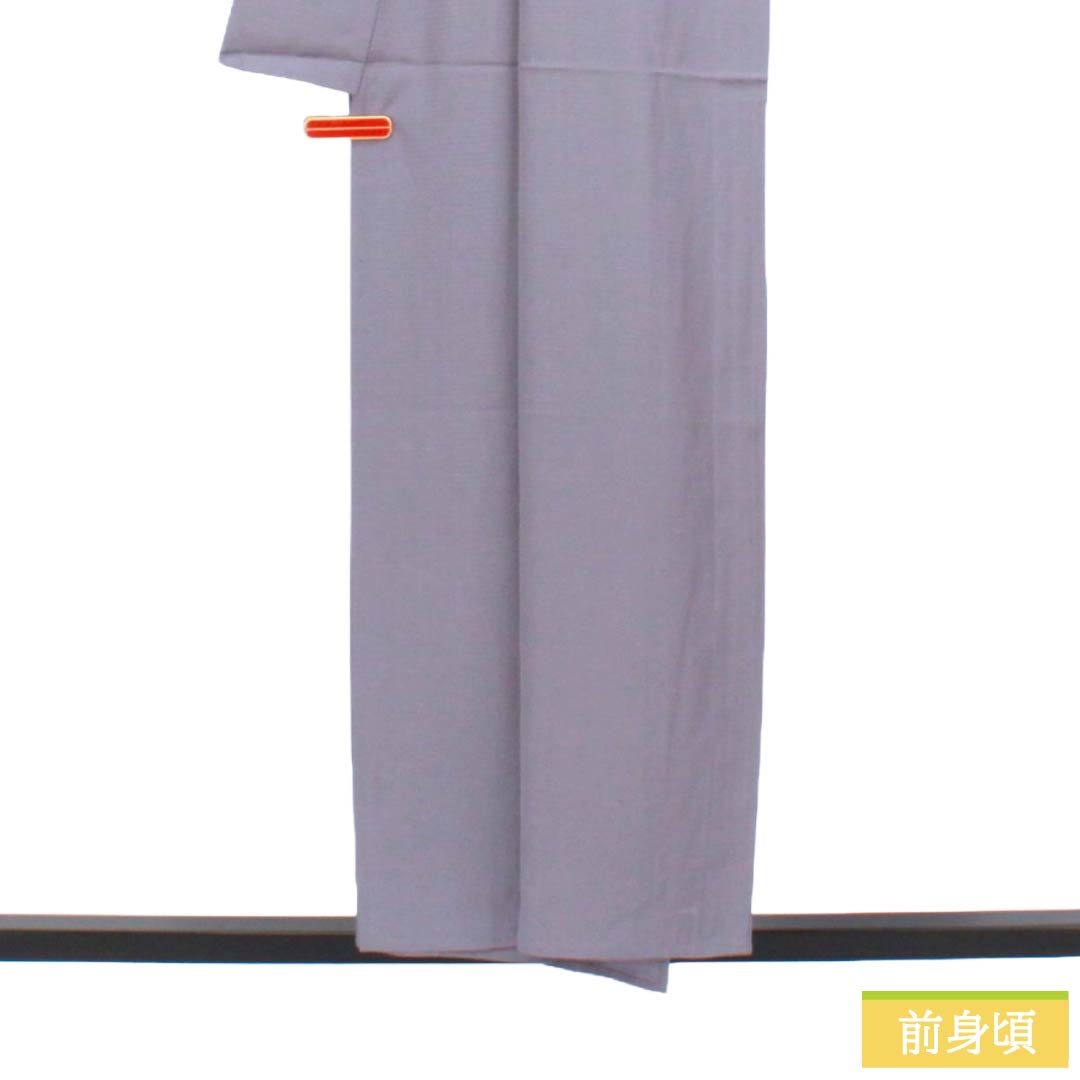 夏物 正絹 色無地 Aランク 身丈154.5cm 裄丈63cm 灰紫色（はいむらさきいろ） 丸に中陰剣花菱 一つ紋 絽 紫系 1132003713220