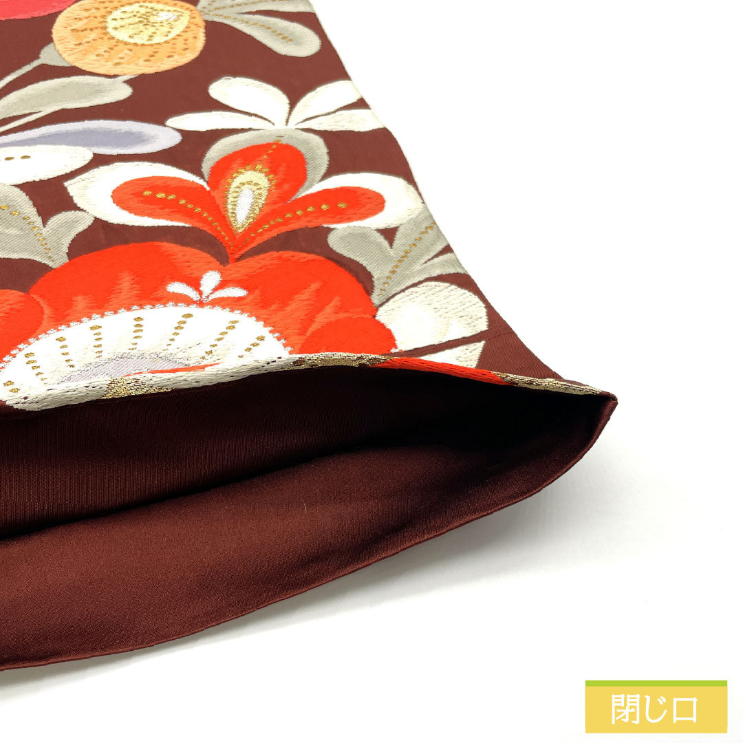 リサイクル着物】袋帯 正絹 Aランク 褐色色（かっしょくいろ） 西陣織
