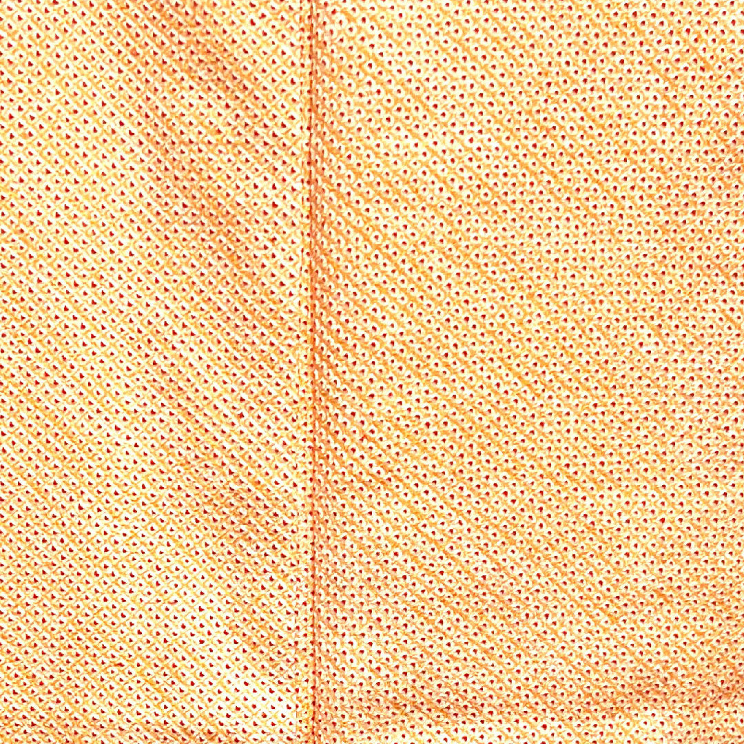 小紋 身丈157cm 裄丈62cm 袷  深支子色 総絞り しつけ糸あり  正絹 Sランク 朱系 1115002242316