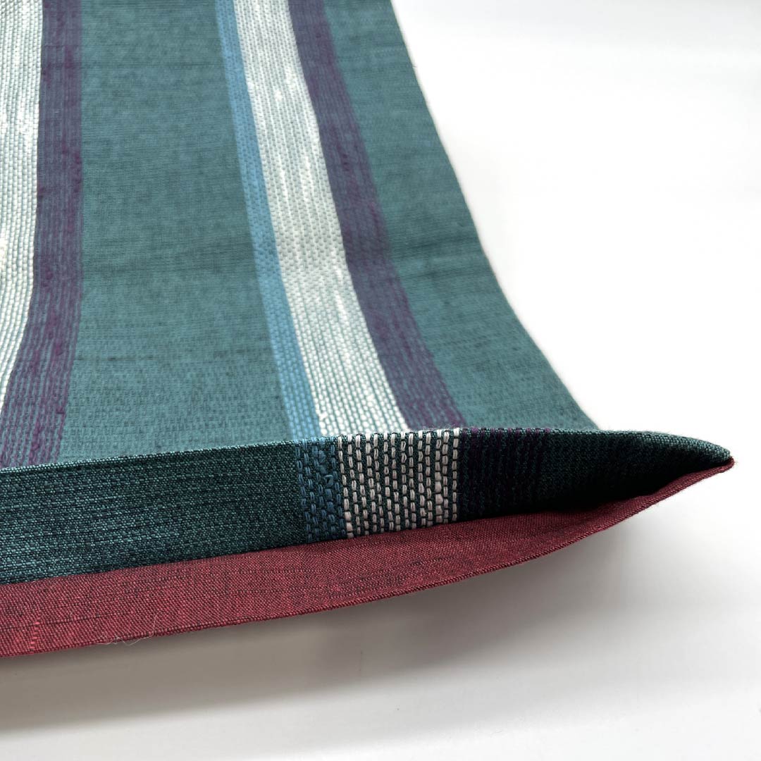 (Kyoto Fukuro Obi) Nagoya Obi Deep Indigo (Fukakiaiiro) Kyoto Fukuro Obi Striped Length 348cm Pure Silk S Rank Full Length Casual Green 1124006972319 Open Style