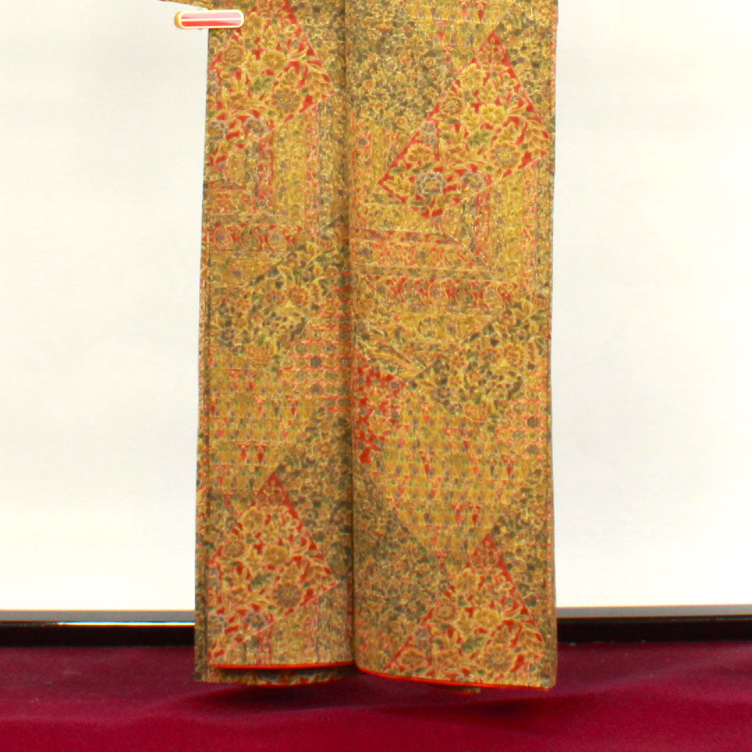 小紋 身丈159cm 裄丈64cm 袷  江戸古渡更紗 浜ちりめん  正絹 Sランク グラデーション系 1115003482399