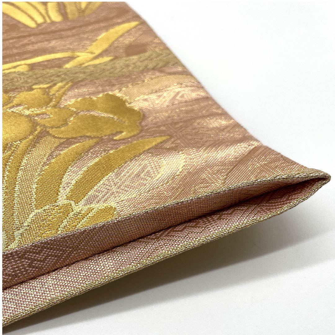 袋帯 乙女色 佐賀錦 鴛鴦 杜若 帯丈443cm 正絹 Sランク 全通 フォーマル ピンク系 1123005652313