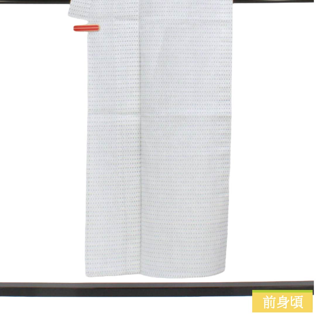 夏物 綿麻 男物 Bランク 身丈149cm 裄丈69cm 絣柄 紗 白系 1132006464411