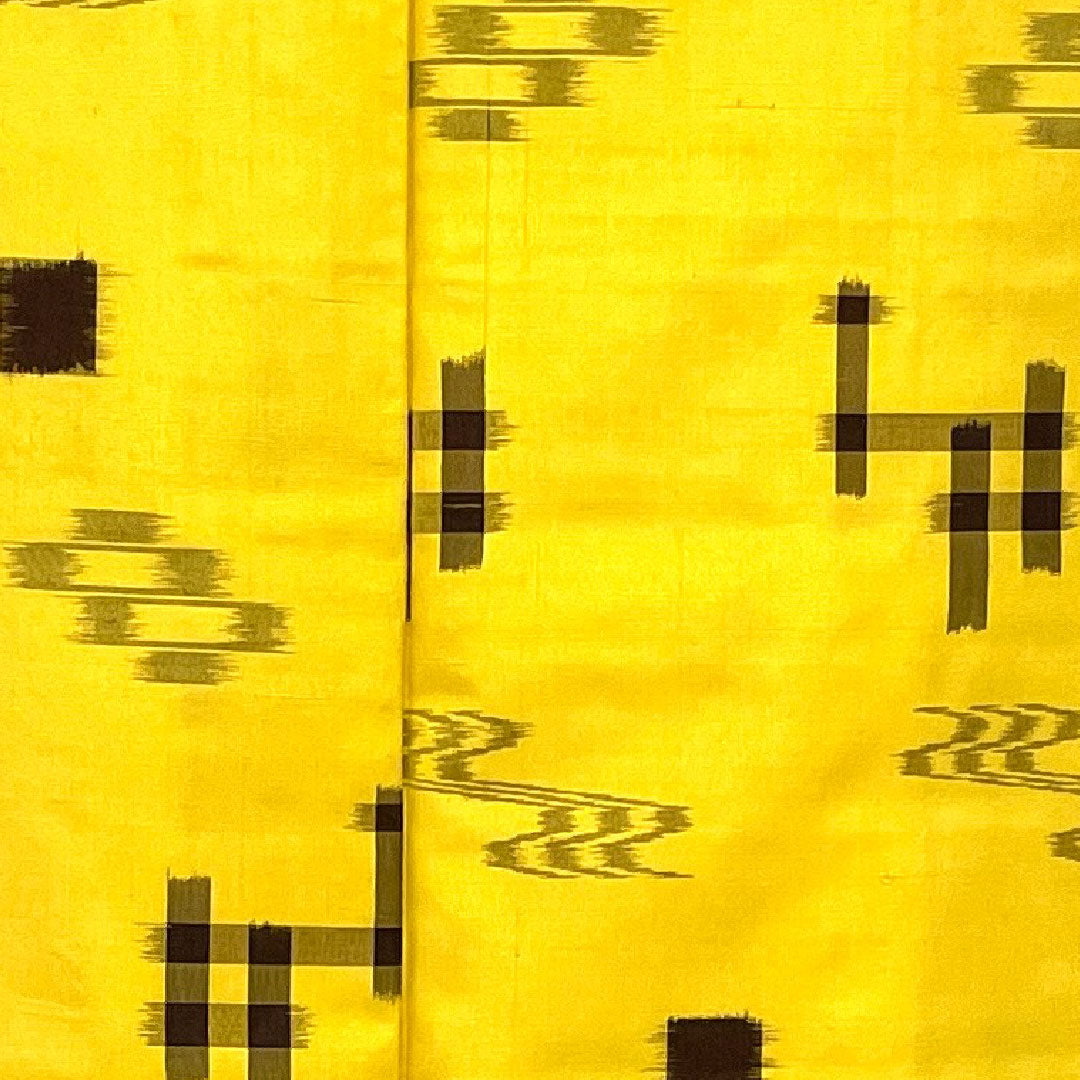 紬 身丈161cm 裄丈64cm 琉球絣 手織り 正絹 Aランク 袷 黄系 1116000983323