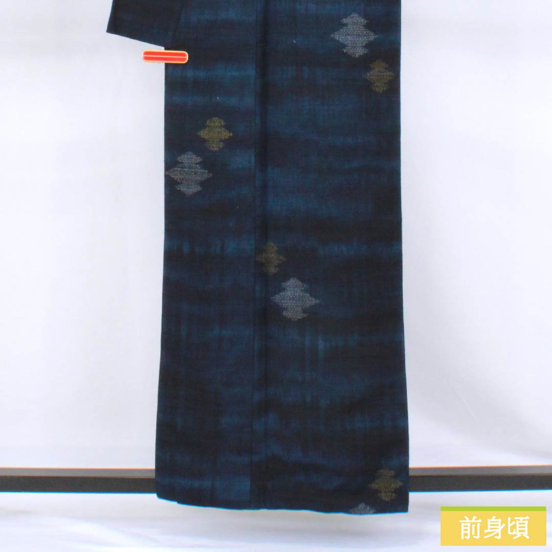 【新品未使用】 まわた紬 絹100% 和装用バッグ 真綿紬シルク リサイクル着物】紬 正絹 Sランク 身丈159cm 裄丈65cm 真綿紬 松皮菱