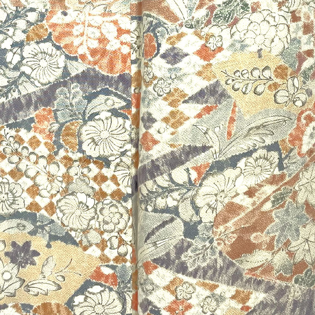 小紋 身丈164cm 裄丈64cm 袷  宍色 辻ヶ花  正絹 Sランク ピンク系 1115002272413