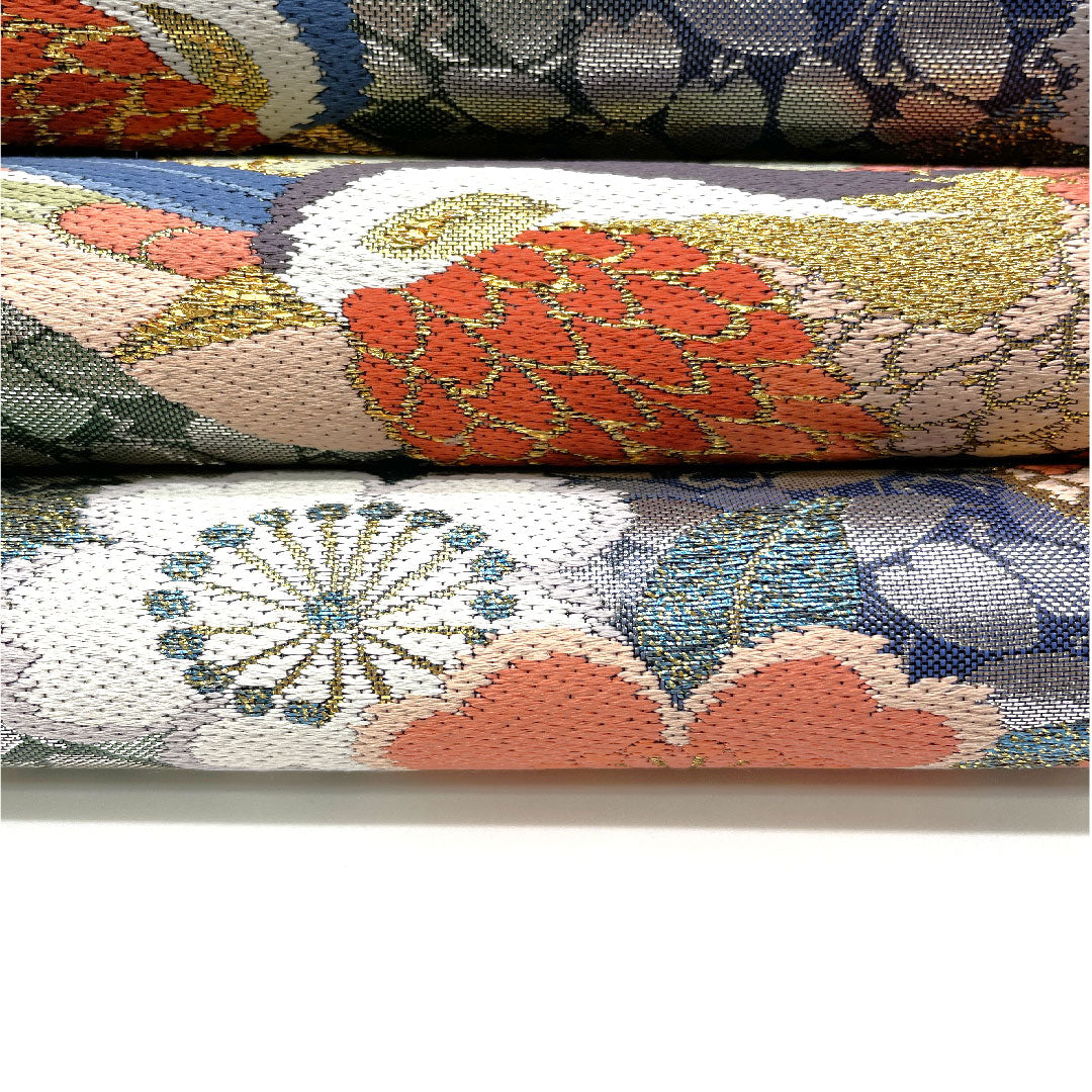 袋帯 振袖用 桜散らし鴛鴦紋 帯丈426cm 正絹 Sランク 全通 フォーマル 紺系 1123003932318