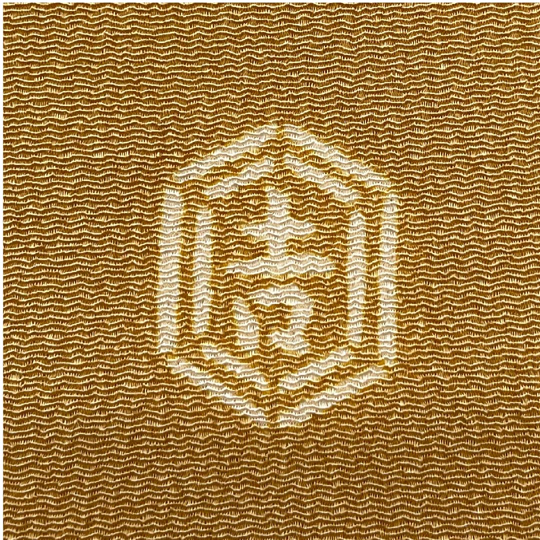 名古屋帯 山吹鼠色 京紅型 栗山工房 吉祥文様 帯丈366cm 正絹 Sランク ポイント柄 カジュアル 茶系 1124005202314  名古屋仕立て
