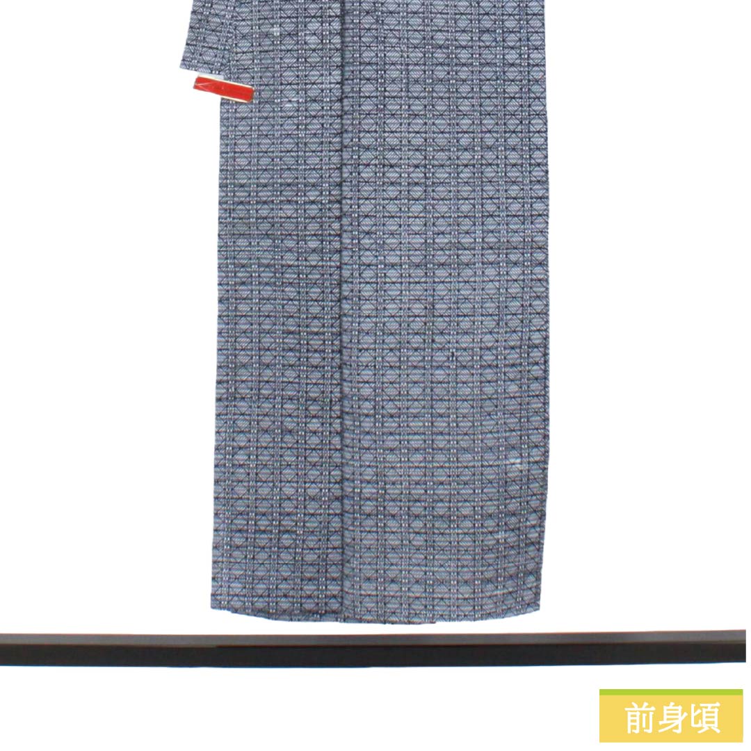 メンズ浴衣 木綿 Aランク 身丈150cm 裄丈66cm 抽象模様 居敷当て付き 単衣 紺系 1138000693518