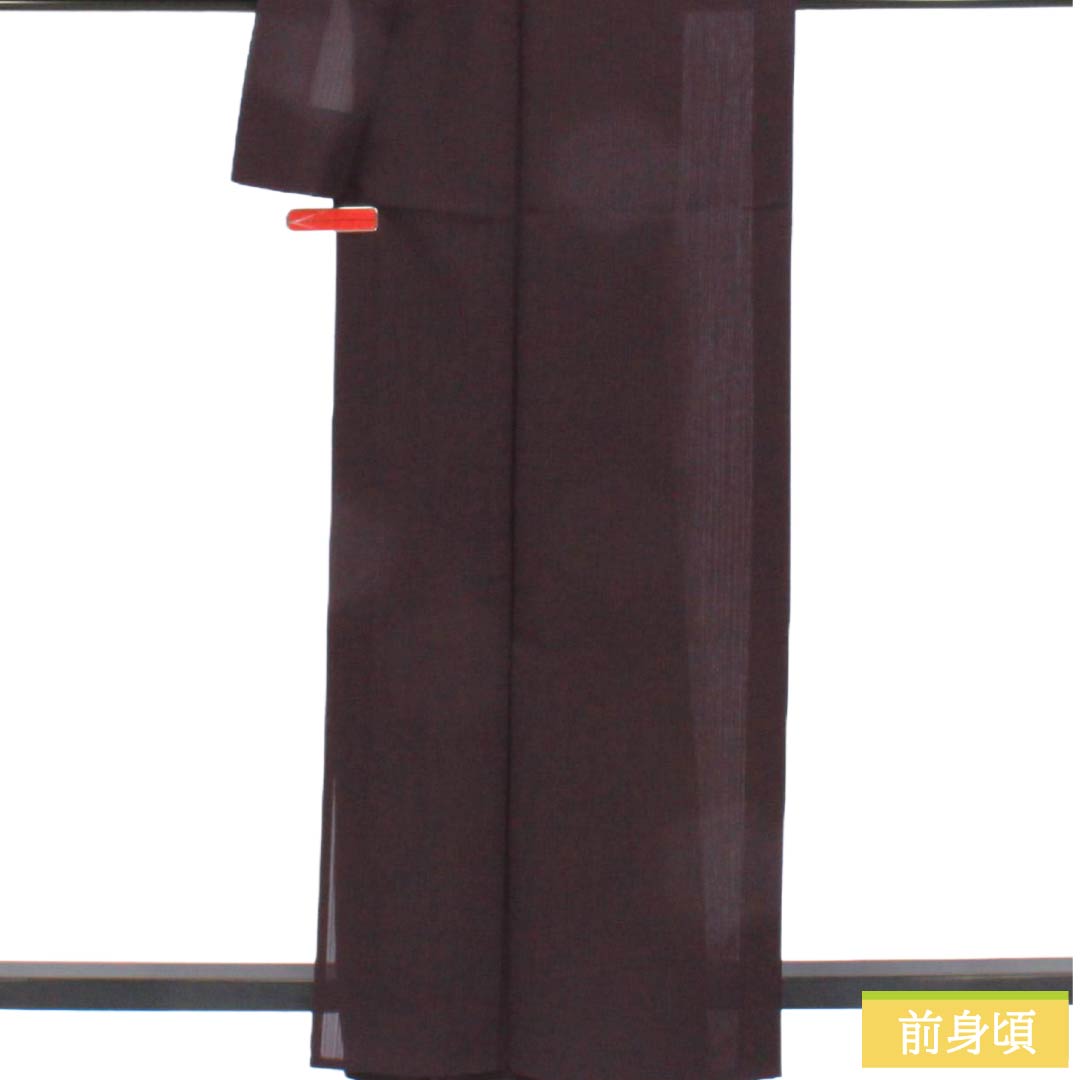 夏物 ポリエステル 色無地 Sランク 身丈163cm 裄丈64.5cm 至極色（しごくいろ） 洗える着物 素無地 伊勢丹 竪絽 紫系 1132005842420
