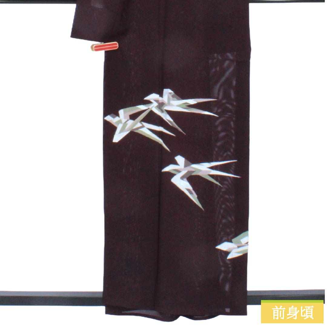 夏物 正絹 付下げ Sランク 身丈158cm 裄丈66cm 紫烏色（しうしょく） 燕 絽 紫系 1132007212320