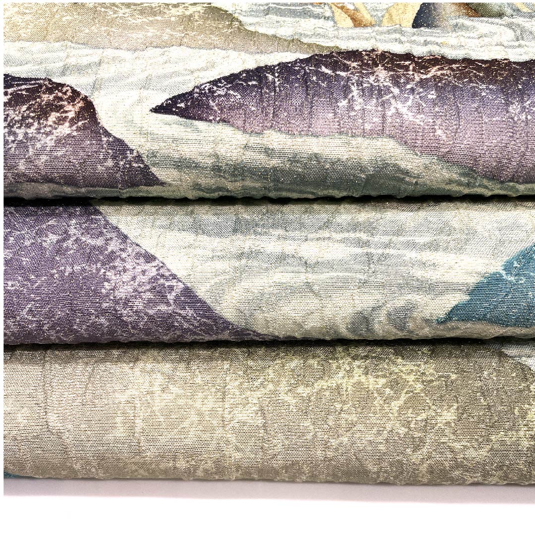 袋帯 ふくれ織り 抽象模様 ラメ 帯丈434cm 正絹 Bランク 六通 カジュアル グラデーション系 1123003064399