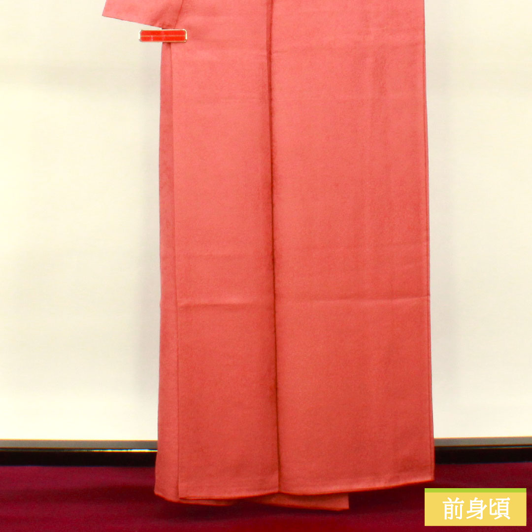 色無地 正絹 身丈160cm 裄丈64.5cm 長春色（ちょうしゅんいろ） 袷 Sランク ピンク系 1114001222413