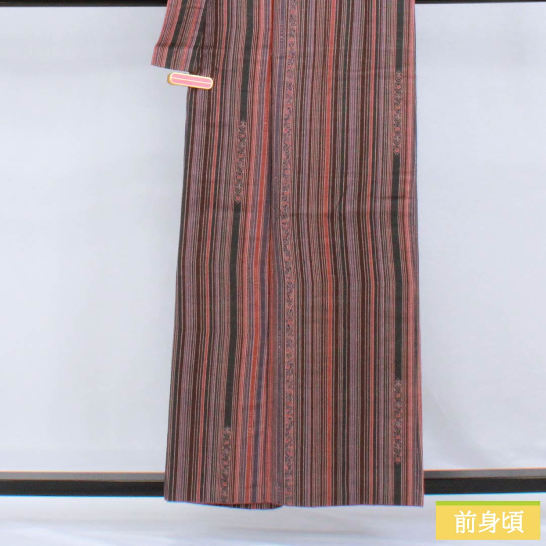 小紋 正絹 Sランク 身丈157cm 裄丈64cm 袷 縞 小花 紬地 グラデーション系 1115007012399