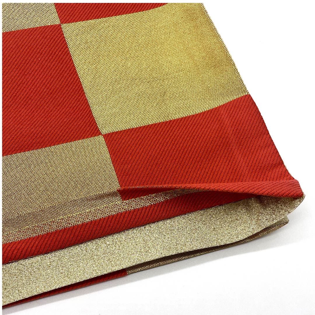 袋帯 金色 振袖用 市松 帯丈432cm 正絹 Aランク 六通 フォーマル 金系 1123006453321