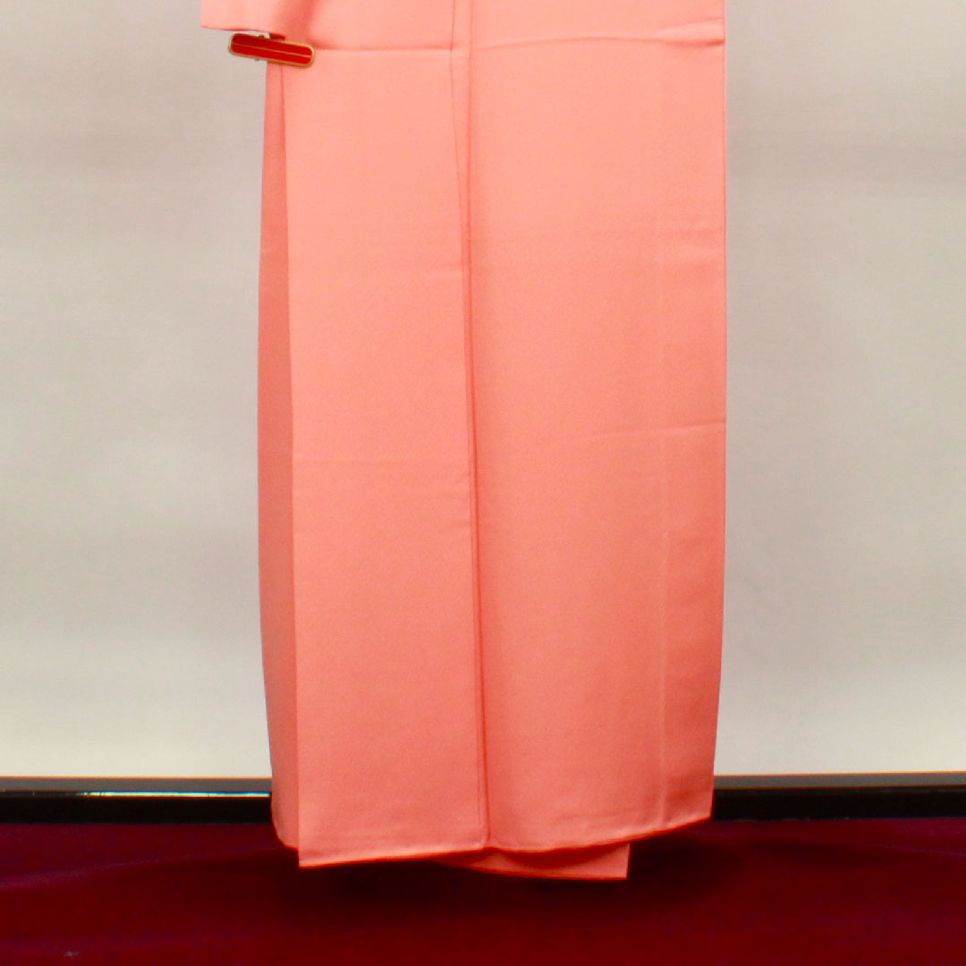 色無地 正絹 鴇色 素無地 梅鉢  身丈156.5cm 裄丈63.5cm 袷  Aランク ピンク系 1114000983313