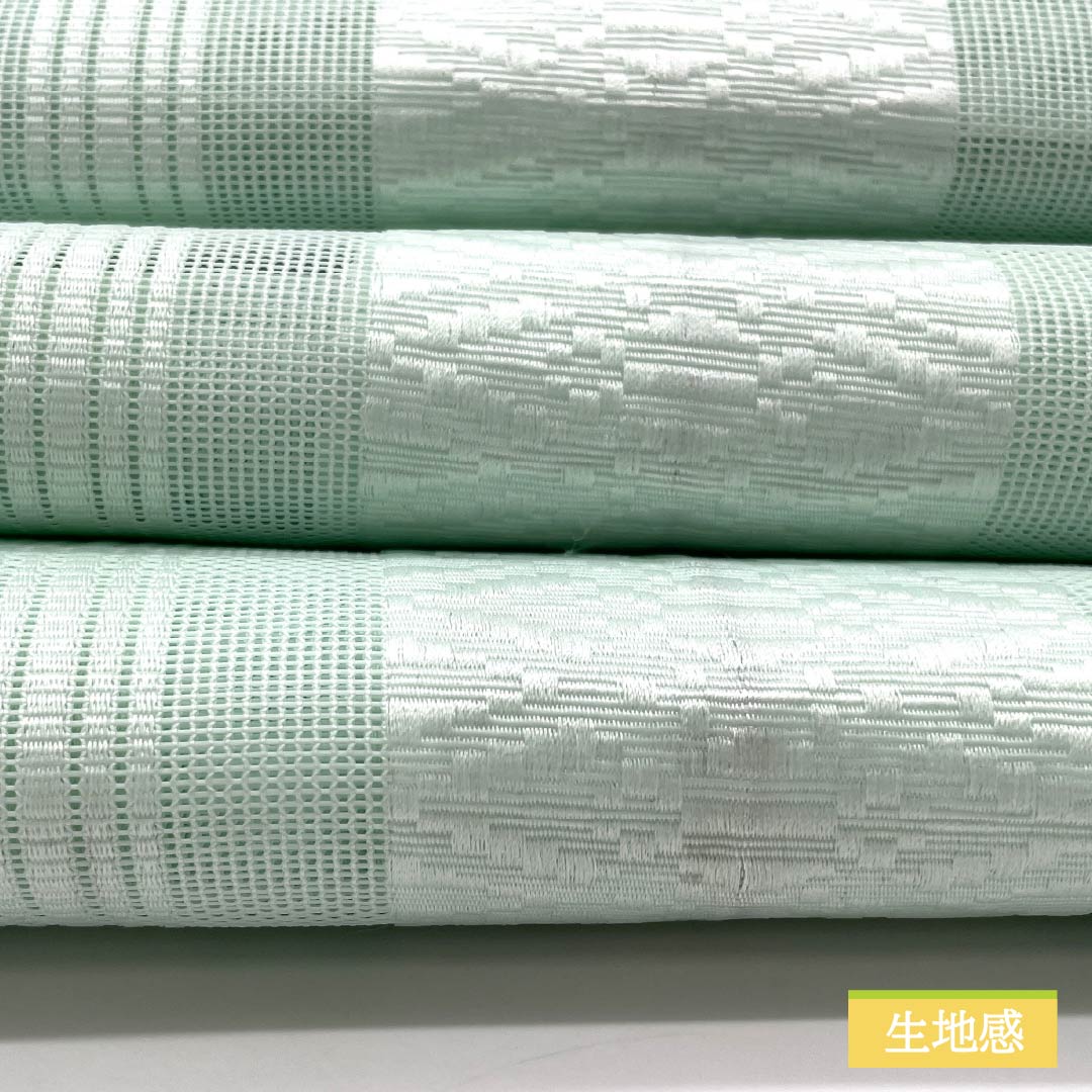 名古屋帯 正絹 薄浅葱色（うすあさぎいろ） 夏帯 博多織 献上柄 帯丈358cm Sランク 全通 カジュアル 緑系 1124006722319 松葉仕立て