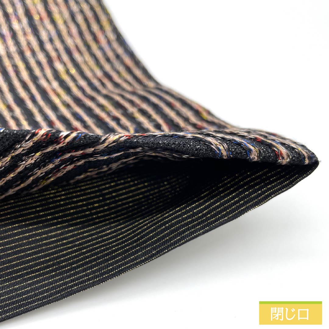 袋帯 正絹 黒色（くろいろ） 無月 刺繍 幾何学模様 帯丈434cm Sランク 全通 セミフォーマル 黒系 1123012152310