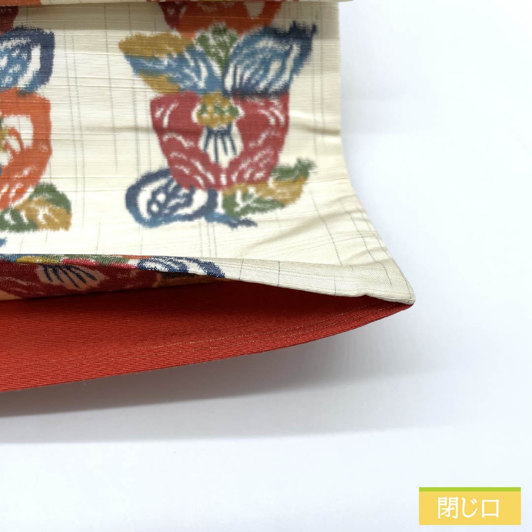 袋帯 正絹 生成り色（きなりいろ） 花模様 帯丈432cm Bランク 全通 カジュアル クリーム系 1123012834315