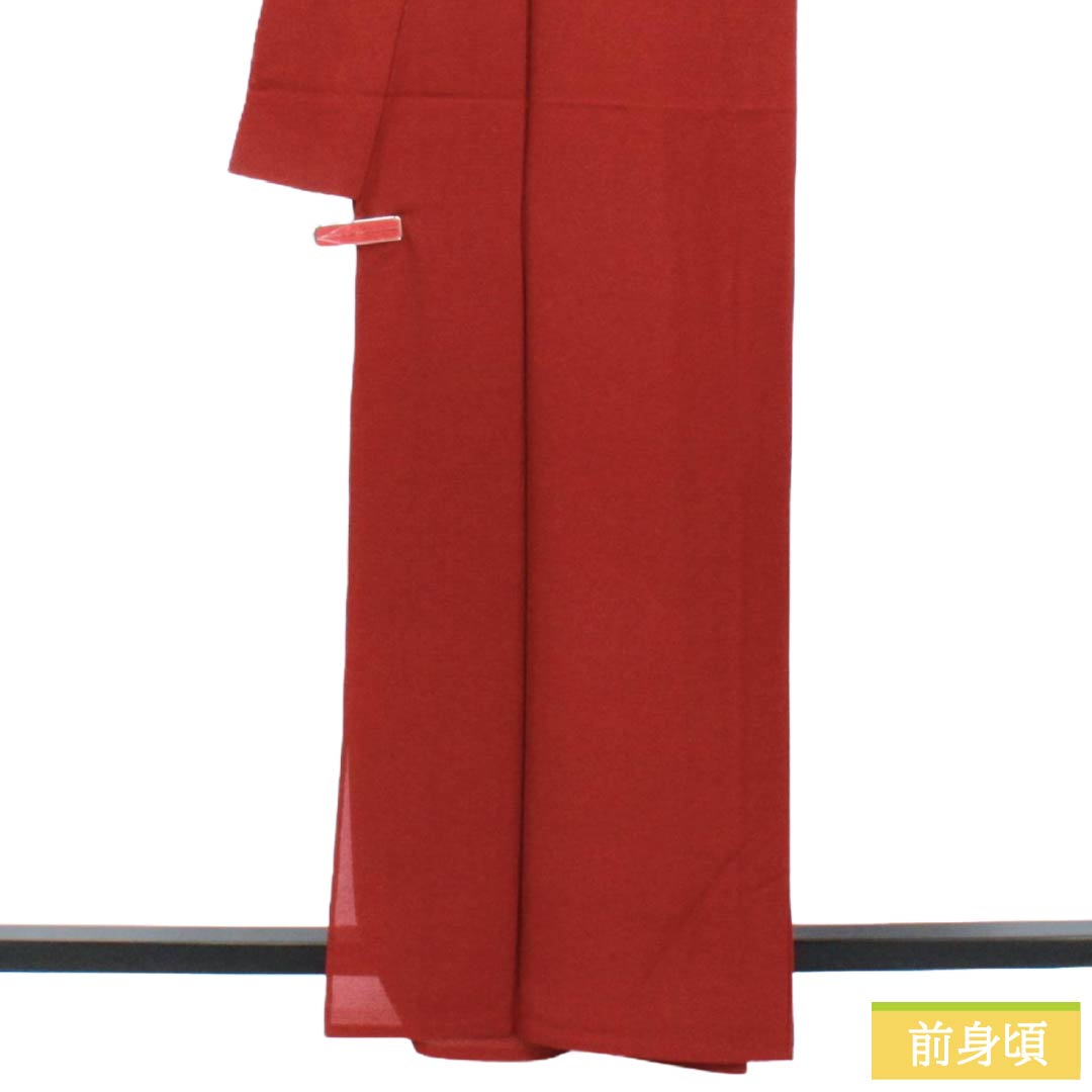 Summer Kimono, Pure Silk Iromuji, S-Rank, Length 163cm, Sleeve-to-sleeve 66.5cm, Shoenji-iro, Gosan-giri Family Crest (one crest), Ro (Gauze Weave), Red family, 1132003842414