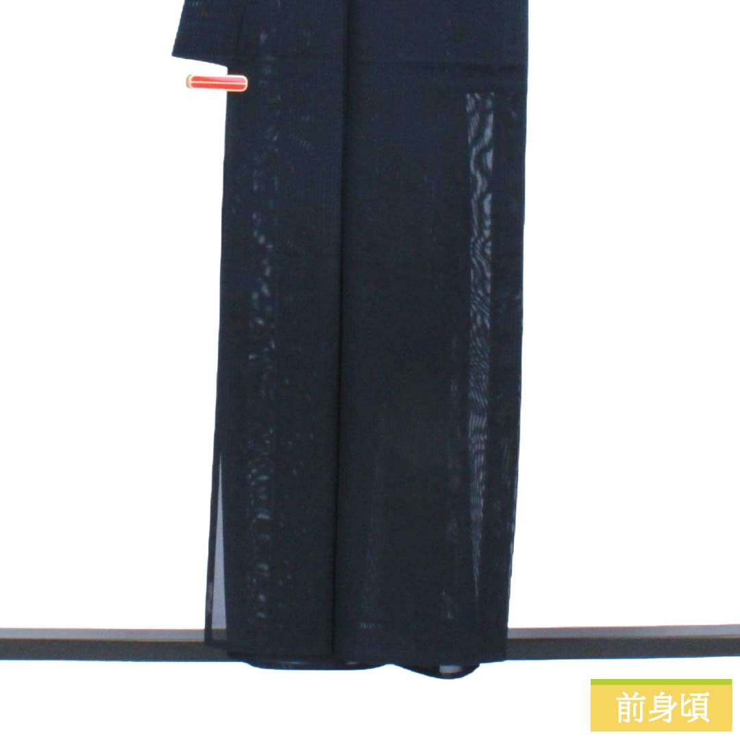 夏物 その他 色無地 Sランク 身丈156cm 裄丈63cm 濃紺色（のうこんいろ） 縞 紗 紺系 1132003832318