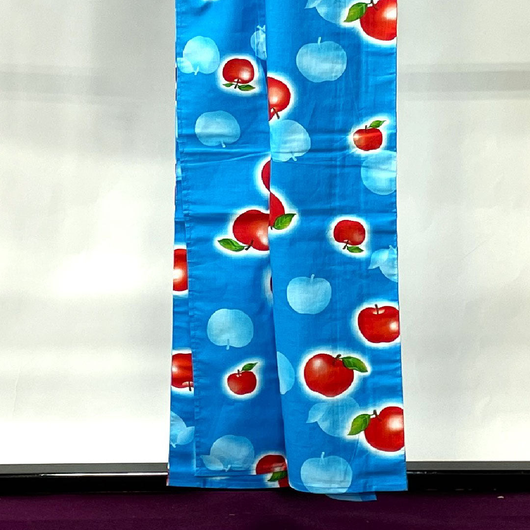 浴衣 真青色 リンゴ 木綿 Sランク 単衣 身丈155cm 裄丈64cm 青系 1118002222317