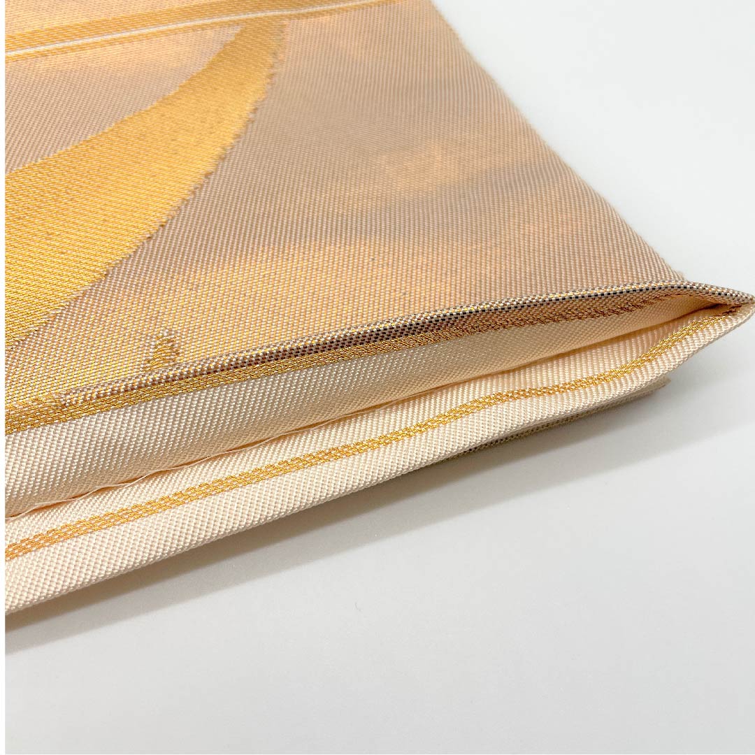 袋帯 金色 琳派鶴 流水 引箔 帯丈442cm 正絹 Aランク 全通 フォーマル 金系 1123005333321