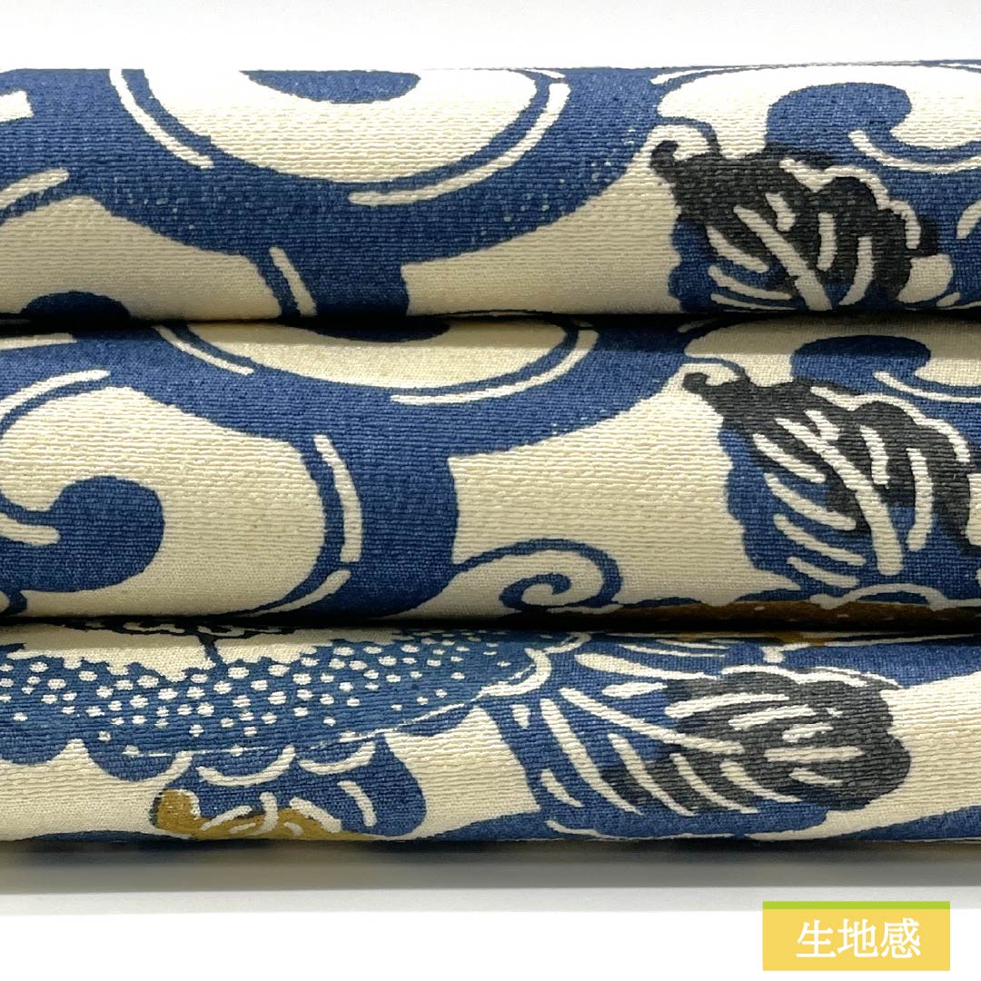 名古屋帯 生成り色（きなりいろ） 京紅型 花唐草 帯丈355cm 正絹 Sランク 全通 カジュアル クリーム系 1124007712315 名古屋仕立て