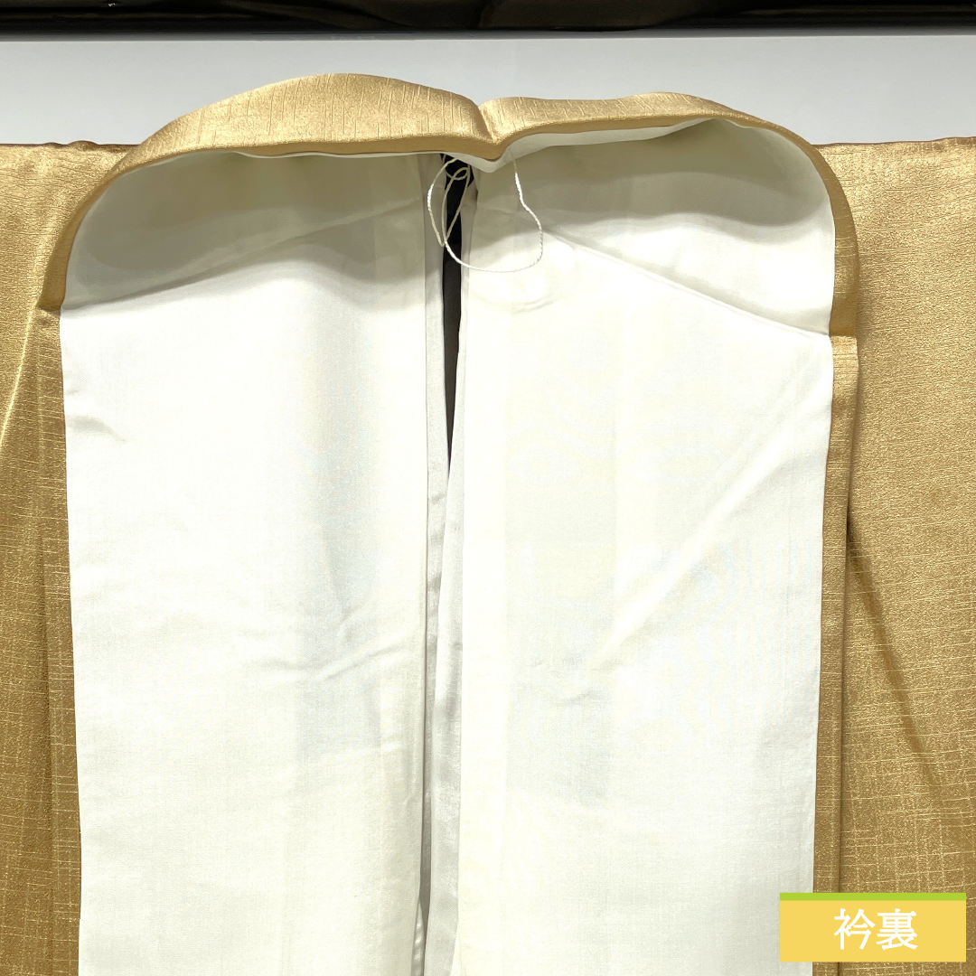 Homongi, pure silk, lined, length 150.5cm, sleeve length 62cm, pale withered leaf color, embroidered fan surface, floral pattern, S rank, brown, 1112004682114