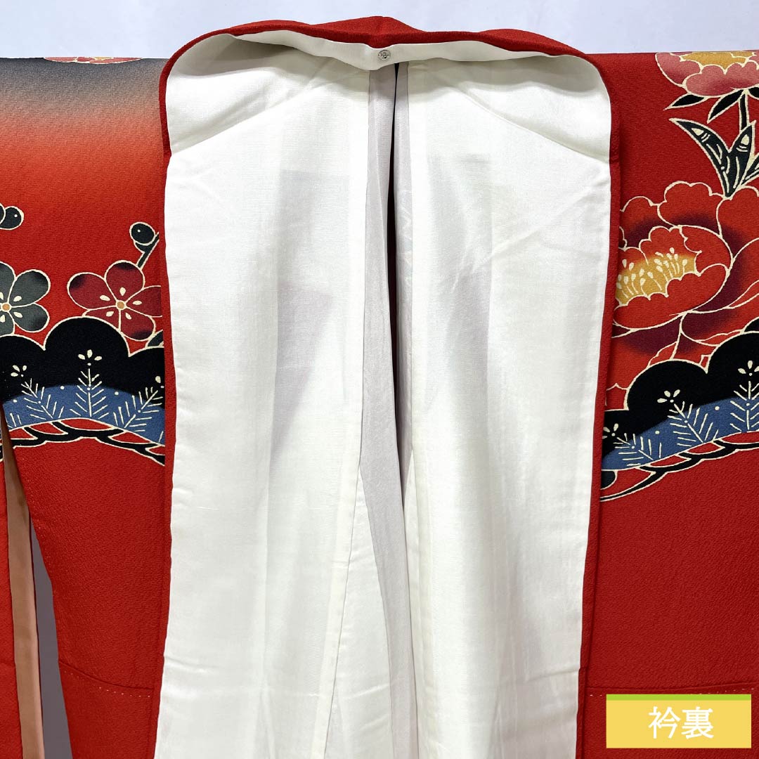 リサイクル着物】振袖 正絹 Sランク 身丈161.5cm 裄丈67.5cm 袷 赤色