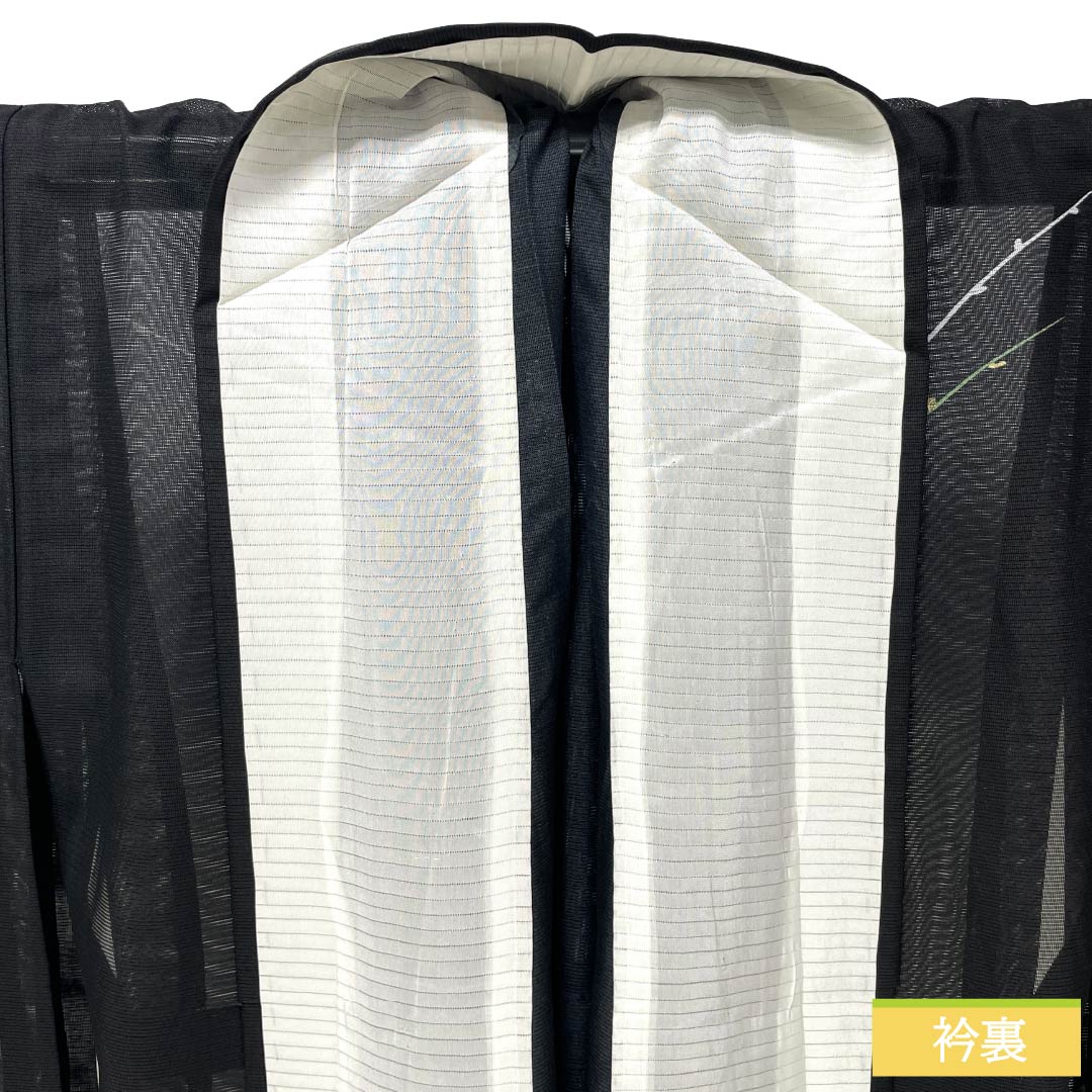 夏物 ポリエステル 付下げ Aランク 身丈154.5cm 裄丈64cm 枝模様 洗える着物 絽 黒系 1132005233210