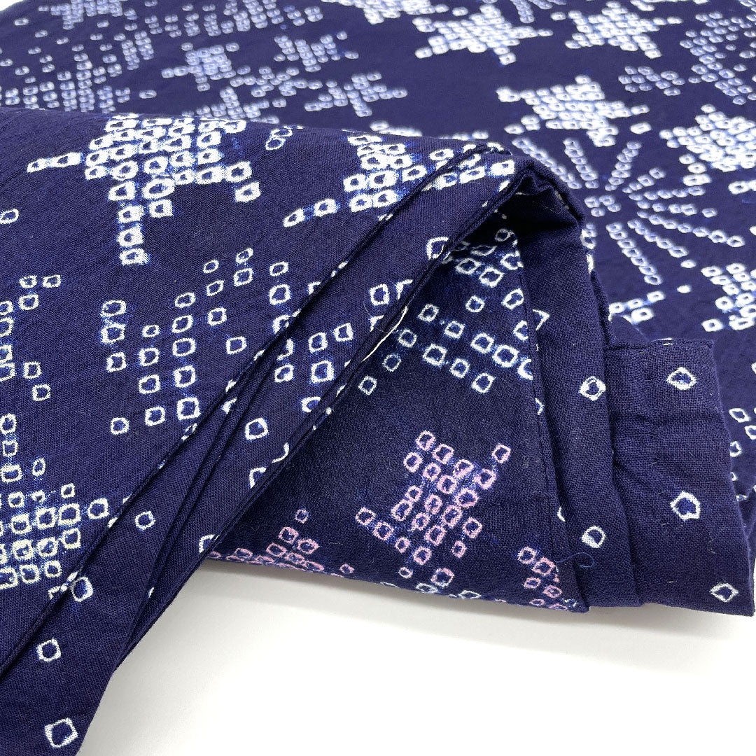 （新品）浴衣 有松鳴海本絞り 身丈163cm 裄丈68cm 雪の結晶 花柄 木綿 NEWランク 単衣 身丈163cm 紺系 1118000781418