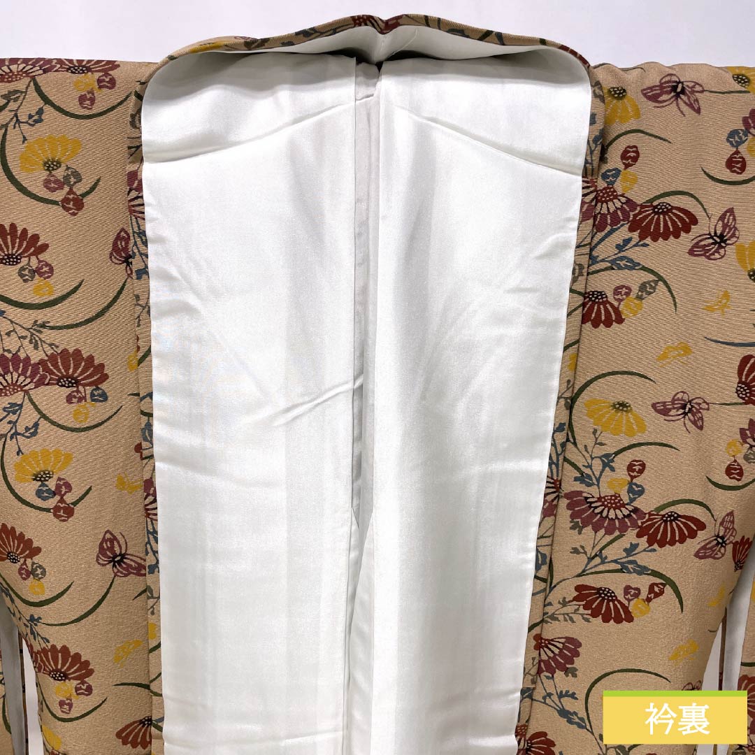 小紋 正絹 Aランク 身丈164cm 裄丈65.5cm 袷 丁子茶色（ちょうじちゃいろ） 型染 本草木染 昭三 作家物 ベージュ系 1115007553425