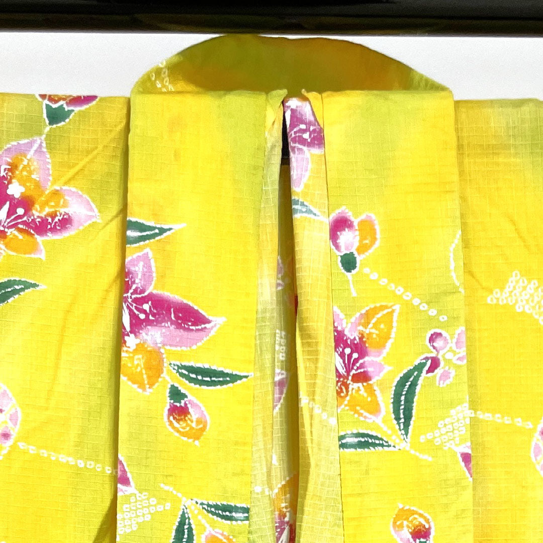 浴衣 向日葵色 風鈴 花模様 木綿 Aランク 単衣 身丈161.5cm 裄丈69cm 黄系 1118001033423