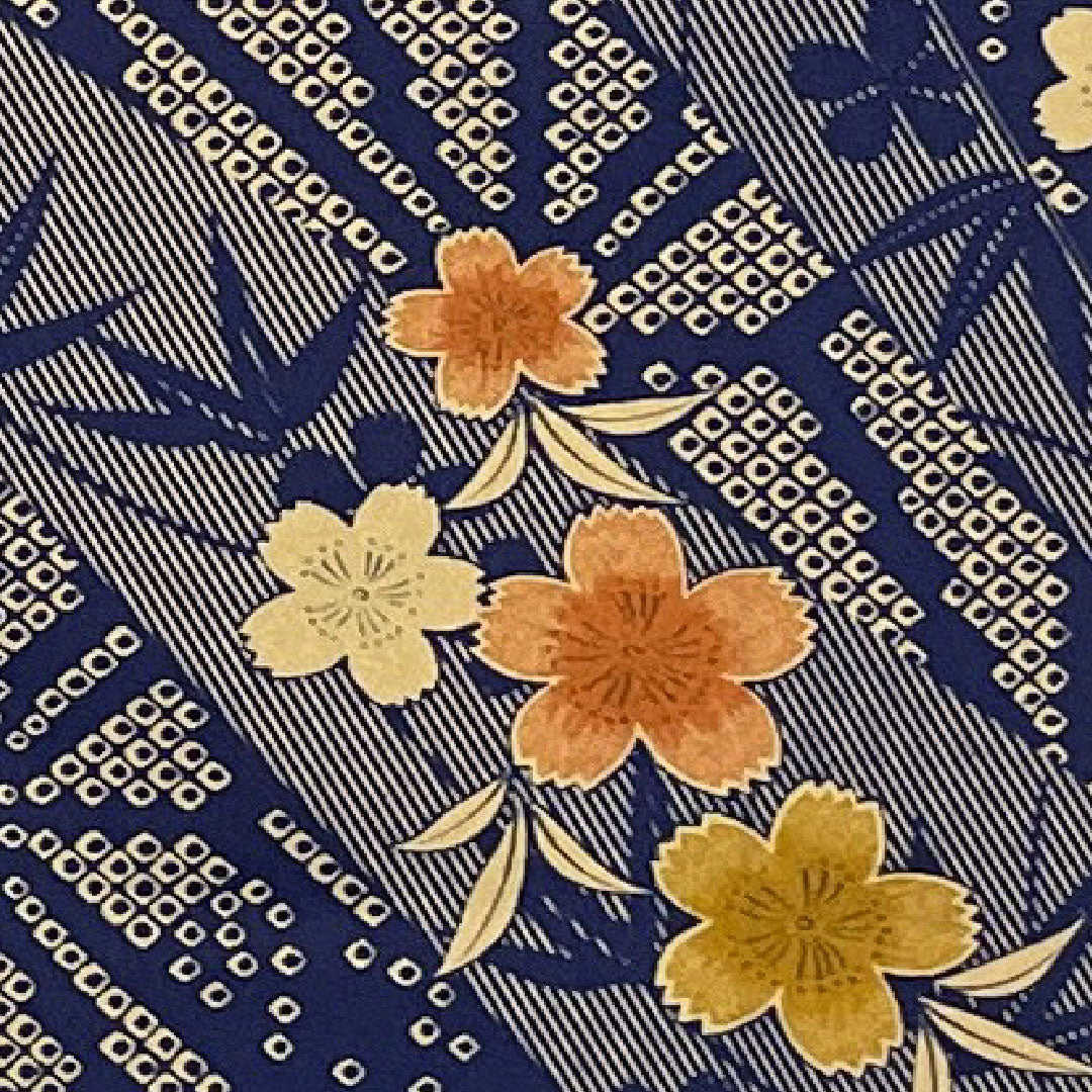 Small pattern, Length 163cm, Sleeve length 64cm, Awase, Cherry blossoms, Bamboo, Washable kimono, Polyester, S rank, Navy, 1115000782318