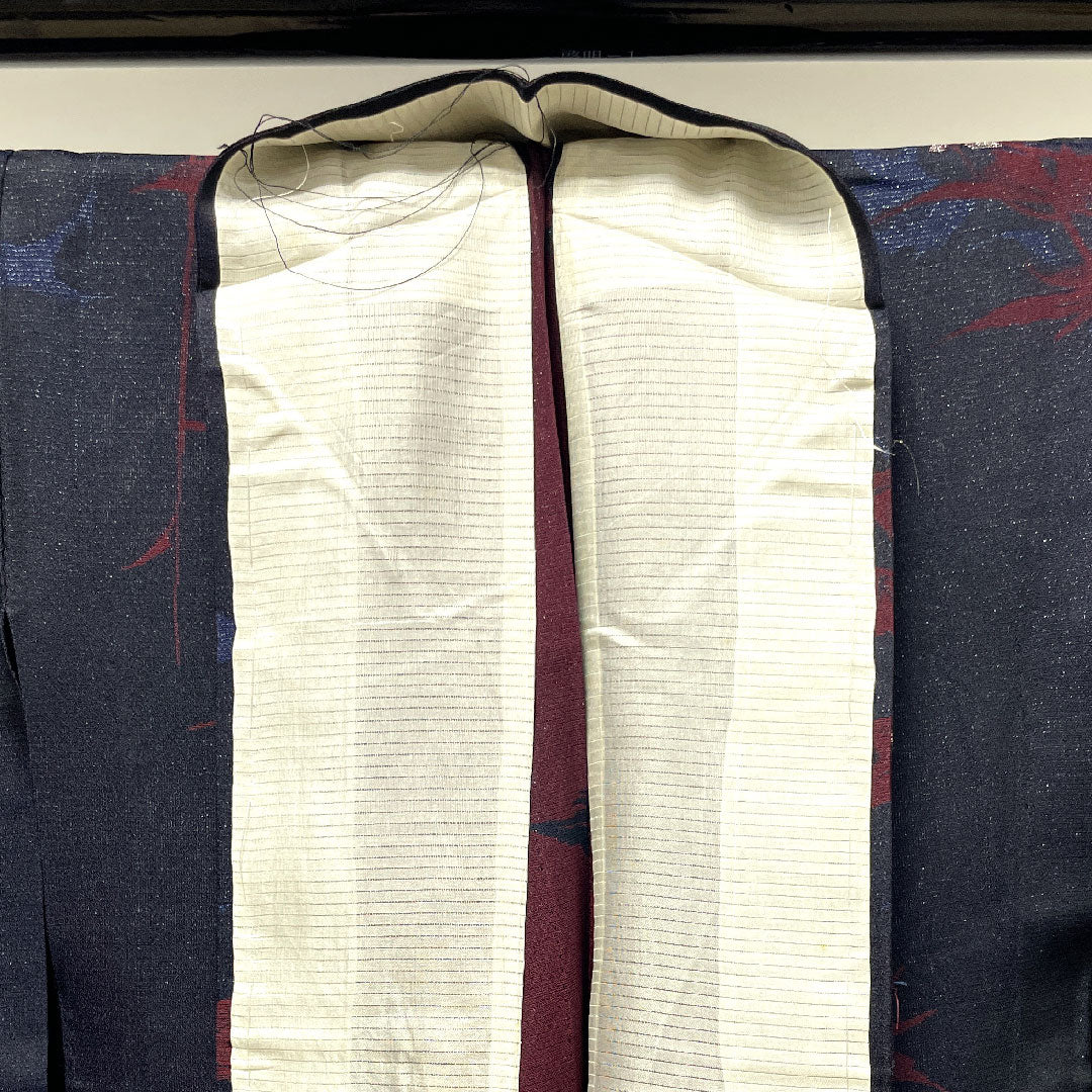 Summer pure silk komon length 149.5cm sleeve length 61cm abstract pattern gauze rank S black 1132001222110