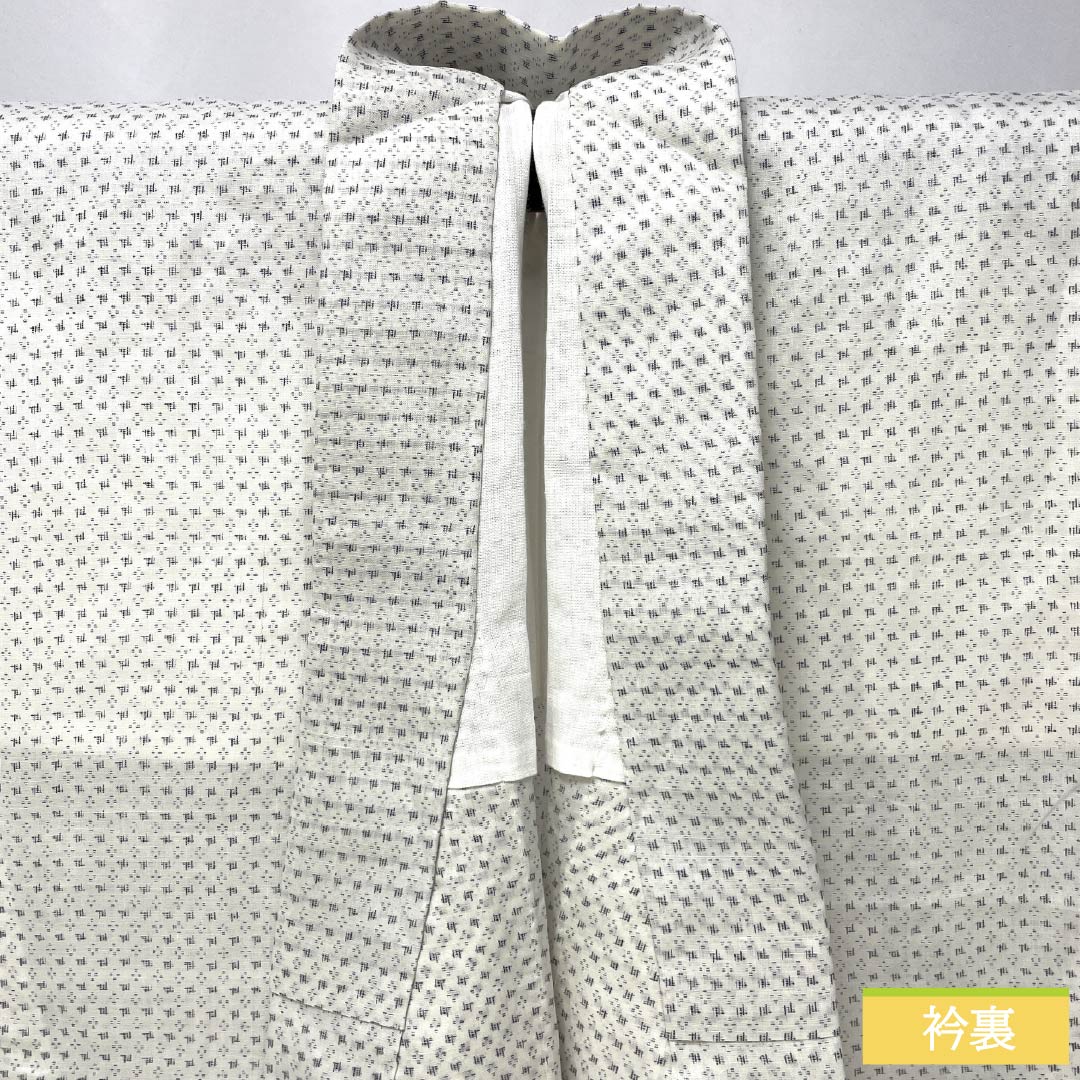 夏物 麻 男物 Bランク 身丈141cm 裄丈68cm 能登上布 絣柄 紗 白系 1132006454411